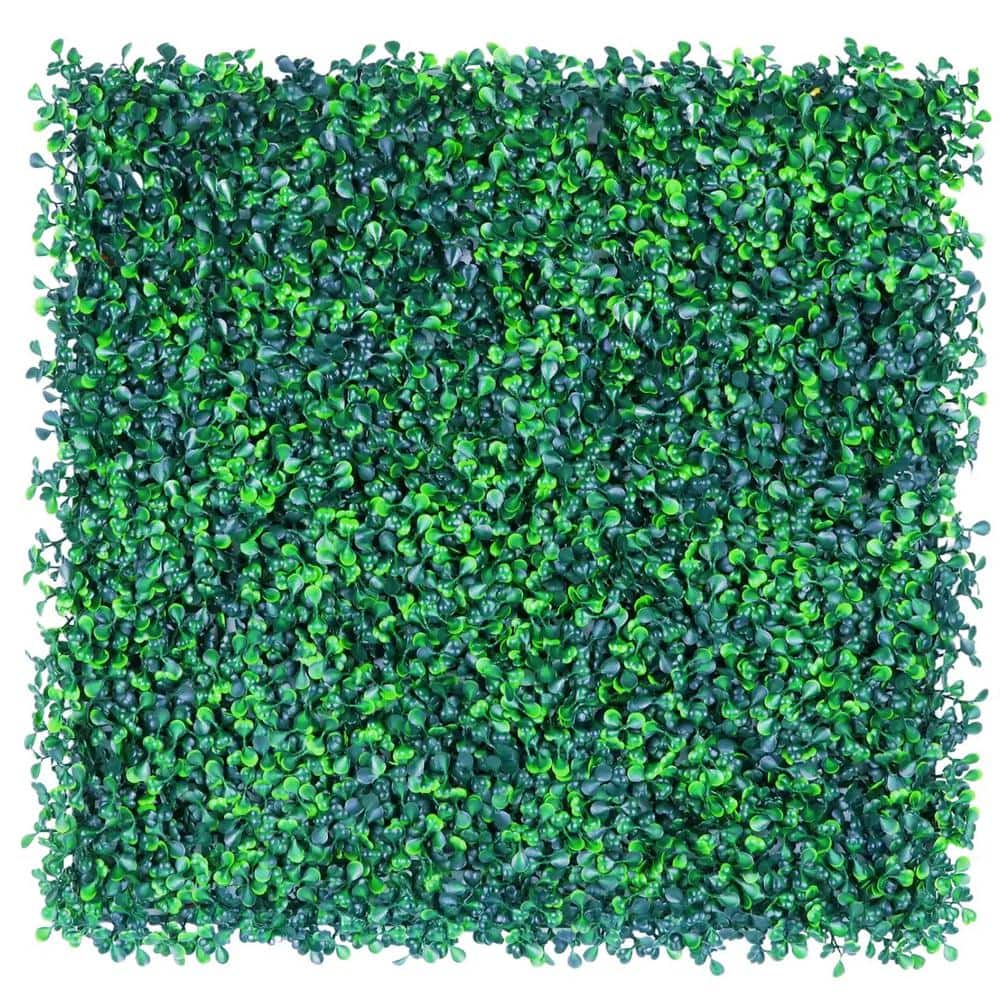 24 Piece 20 in. H x 20 in. W Green PE Artificial Boxwood Hedge Grass Wall B