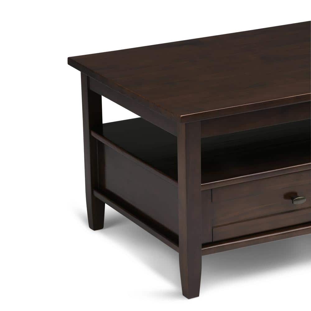 Tobacco Brown Rustic Rectangular Coffee Table with Storage