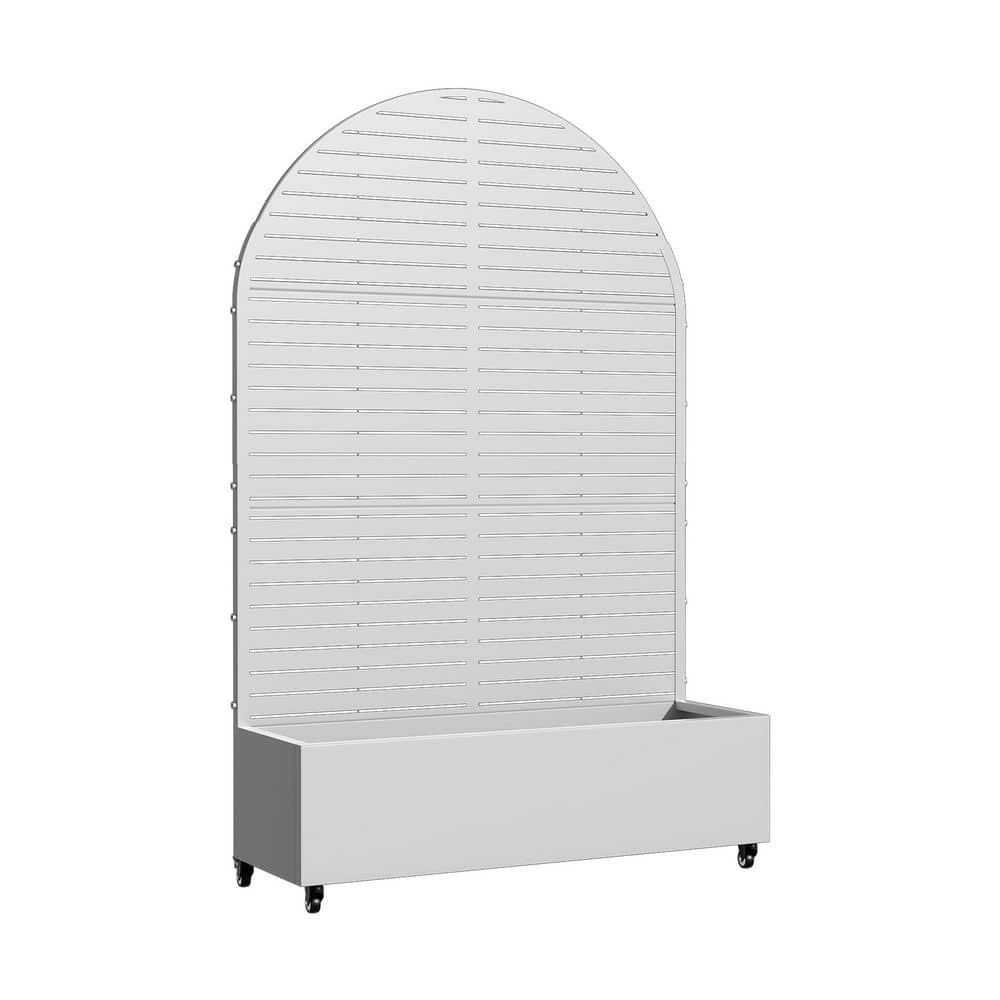 6 ft. H x 4 ft. W Metal Planter Box Privacy Screen Garden Bed with Trellis and Wheels-White price history on PriceWatchPro