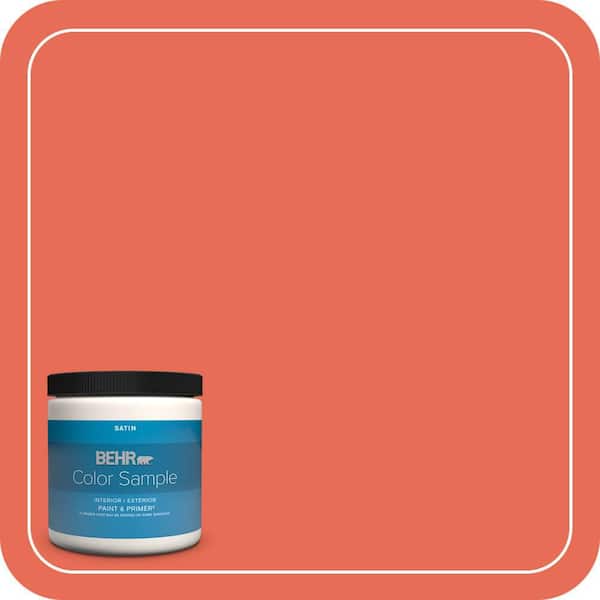 BEHR PREMIUM PLUS 8 oz. #190B-6 Wet Coral Satin Enamel Interior/Exterior Paint & Primer Color Sample