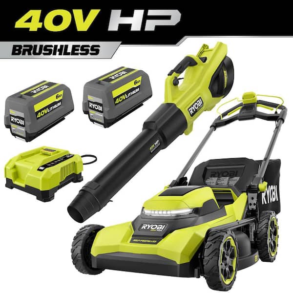 40V HP Brushless 21 in. Cordless Battery Walk Behind Self-Propelled Lawn Mower & Blower-(2) 6.0 Ah Batteries & Charger
