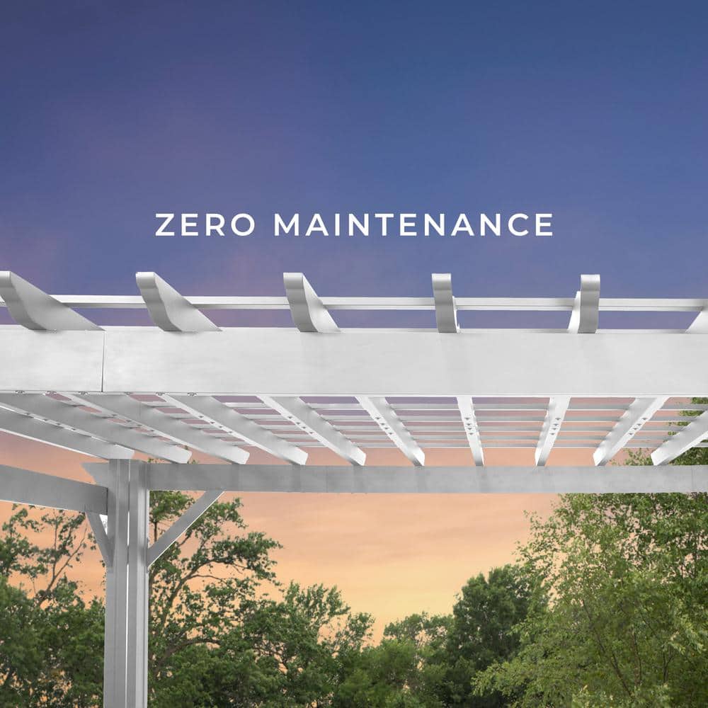 Hawthorne 14x12 White Galvanized Steel Pergola with Canopy