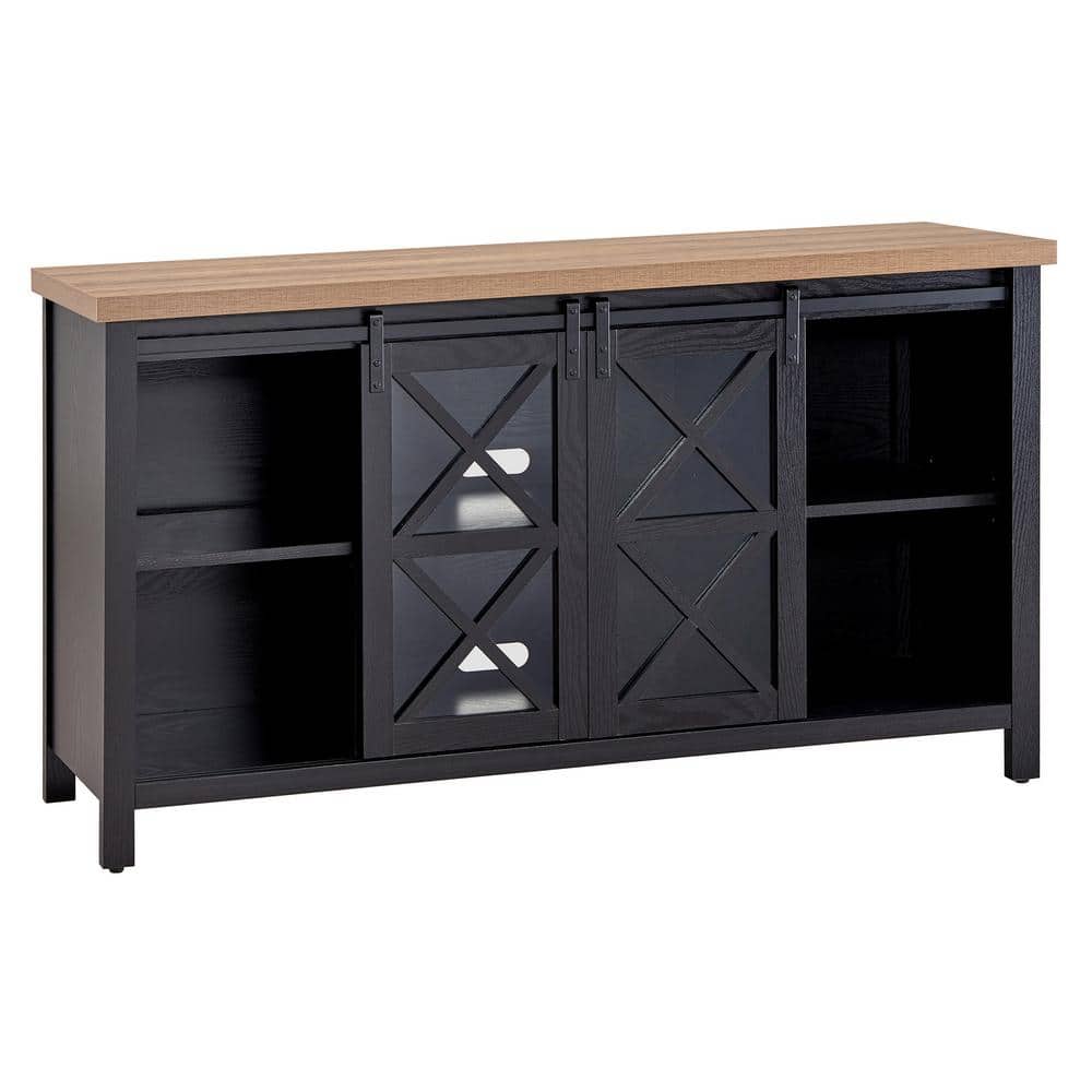 Clementine Black Grain & Golden Brown Metal TV Stand for 70-in TVs