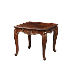 26 in. Brown Square Wood End Table with Cariole Legs