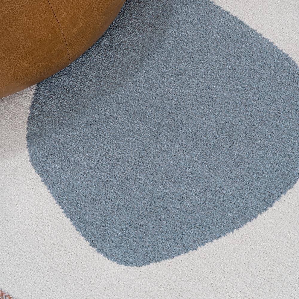 Cream and Multi Abstract Washable Kids Area Rug 4' x 6'