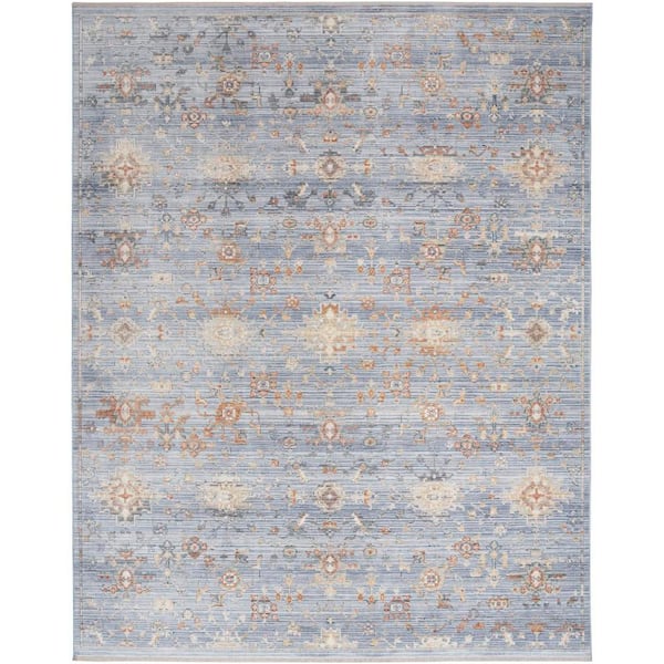Nourison Timeless Classics Blue Ivory 9 ft. x 11 ft. Medallion Traditional Area Rug