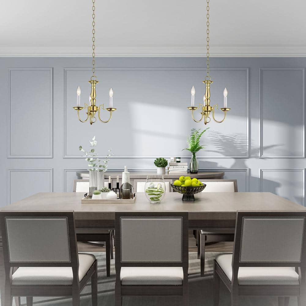Elegant Williamsburgh Polished Brass Mini 3-Light Chandelier