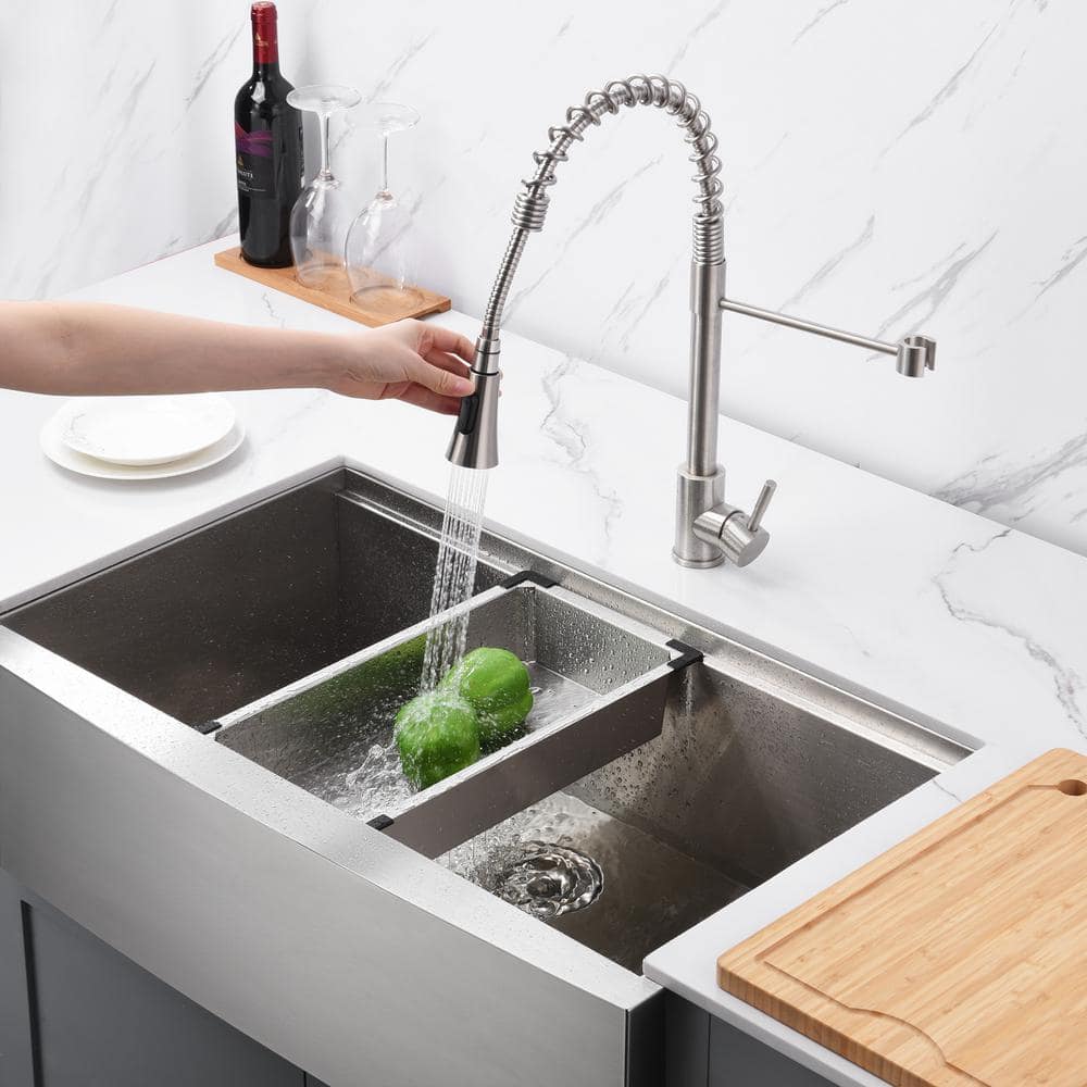 Farmhouse Apron Single Bowl Stainless Steel Kitchen Sink with Accessories