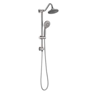 2-Spray Patterns 6 in. Wall Mount Dual Shower Head and Handheld Shower Head in Brushed Nickel