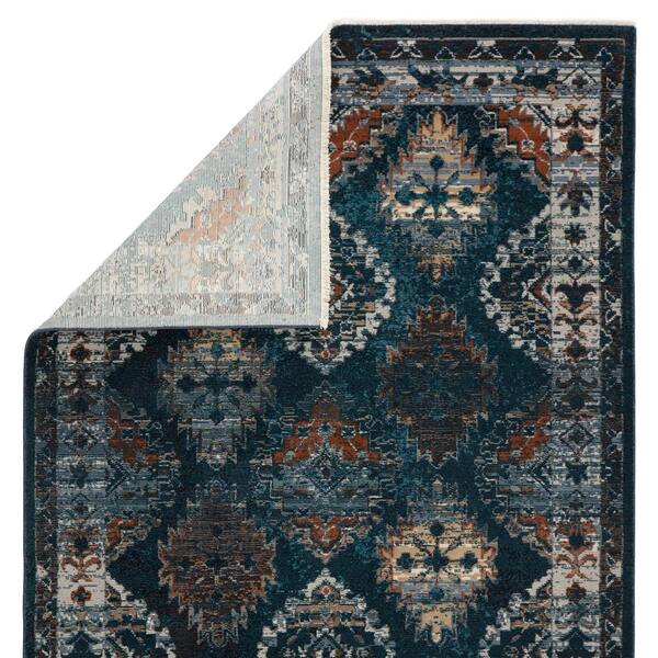 Jaipur Living Lia Blue/Rust 9 ft. 6 in. x 12 ft. 7 in. Medallion