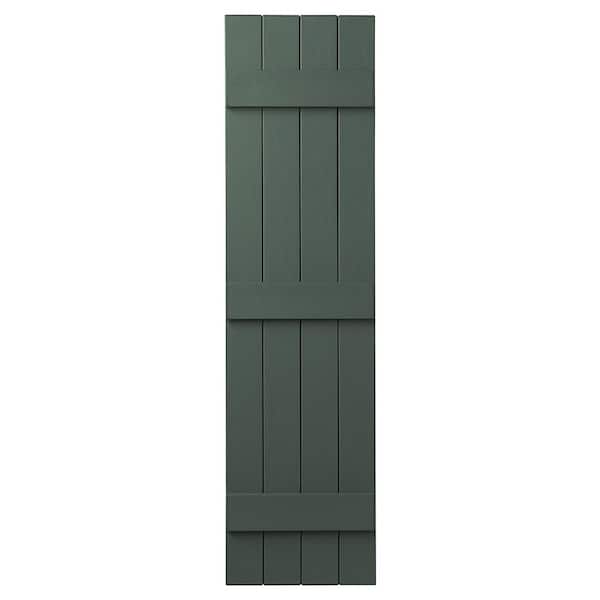 Ply Gem 15 in. x 55 in. Polypropylene 4-Board Closed Board and Batten Shutters Pair in Green