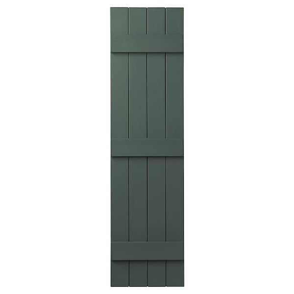 15 in. x 59 in. Polypropylene 4-Board Closed Board and Batten Shutters Pair in Green