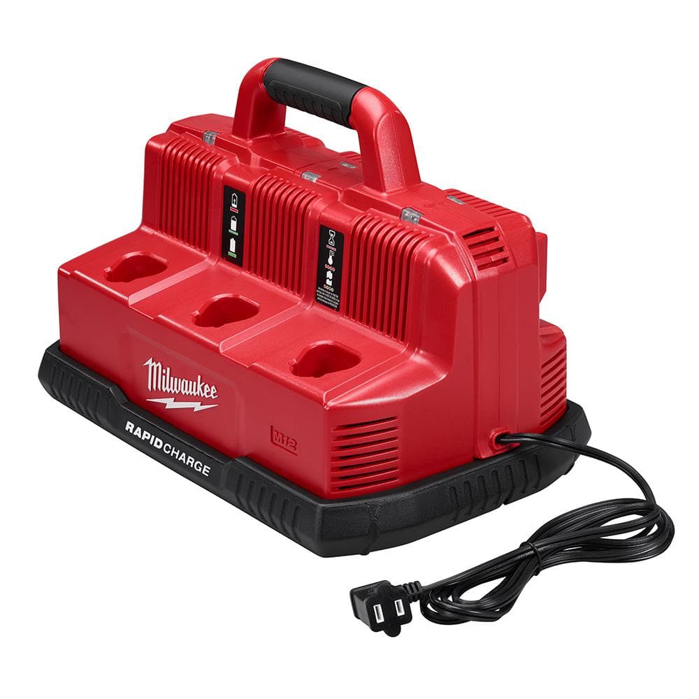 Milwaukee M12 and M18 12-Volt/18-Volt Lithium-Ion Multi-Voltage 6-Port  Sequential Rapid Battery Charger (3 M12 and M18 Ports) 48-59-1807 The  Home Depot