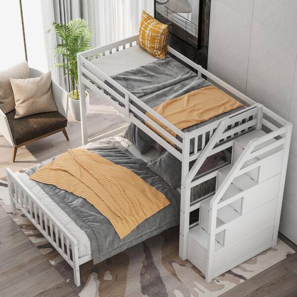 Size Loft Bed With Staircase Sqw0107aak, Bunk Loft Beds With Stairs
