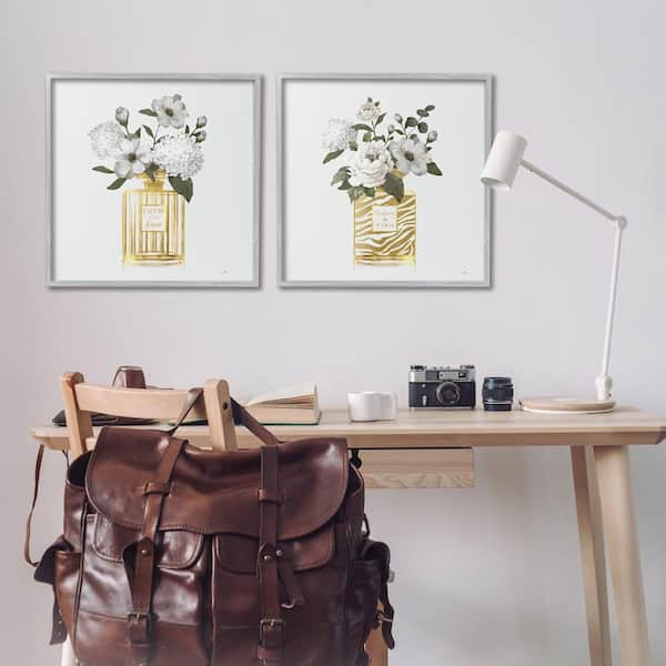 Glam Detailed Perfume Bouquets by Nan 2-Piece Gray Framed Nature Giclee Art Print 24 in. x 24 in.