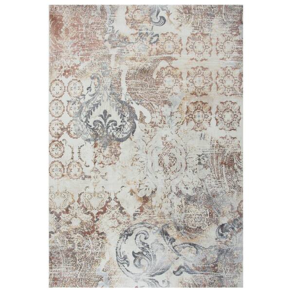 Unbranded Lavish Ivory/Rust 7 ft. 10 in. x 9 ft. 10 in. Medallion Area Rug