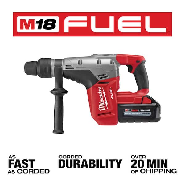 Milwaukee M18 FUEL 18V Lith-Ion Brushless Cordless 1-9/16 in. SDS-Max Rotary Hammer Kit w/Two 8.0Ah Batteries & M18 FUEL Grinder