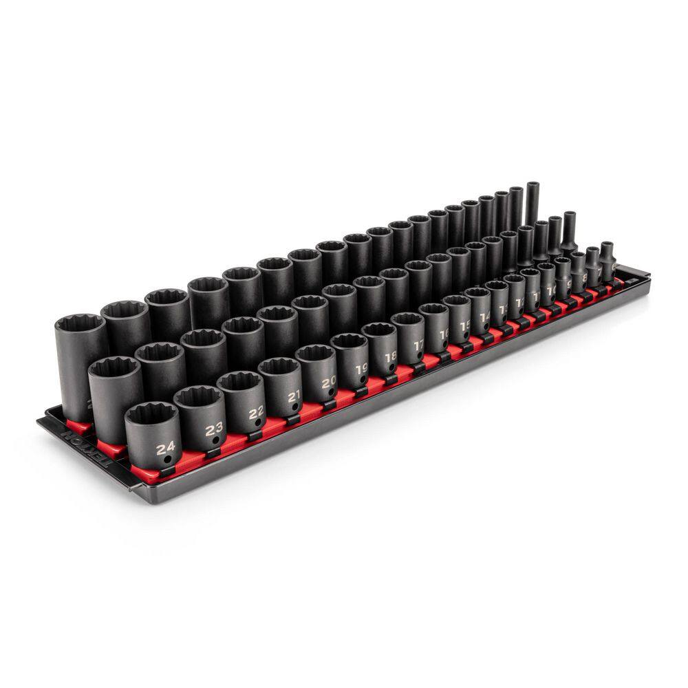 3/8 Inch Drive Shallow, Semi-Deep, and Deep 12-Point Impact Socket Set with Rails and Trays, 57-Piece (6-24 mm) price history on PriceWatchPro