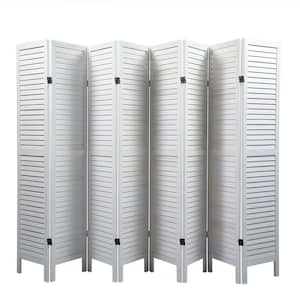 Old White Sycamore wood 8 Panel Screen Folding Louvered Room Divider