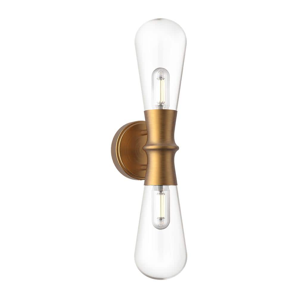 Aged Gold Outdoor Wall Sconce with Bubble Glass Shades
