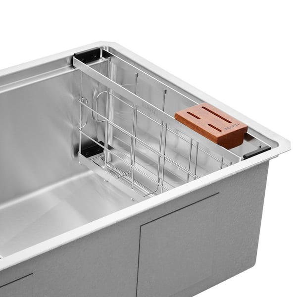 LedgeFit Stainless Steel Sink Accessory Set with Multi-function Workstation Organizer, Soap Dispenser, and Knife Block