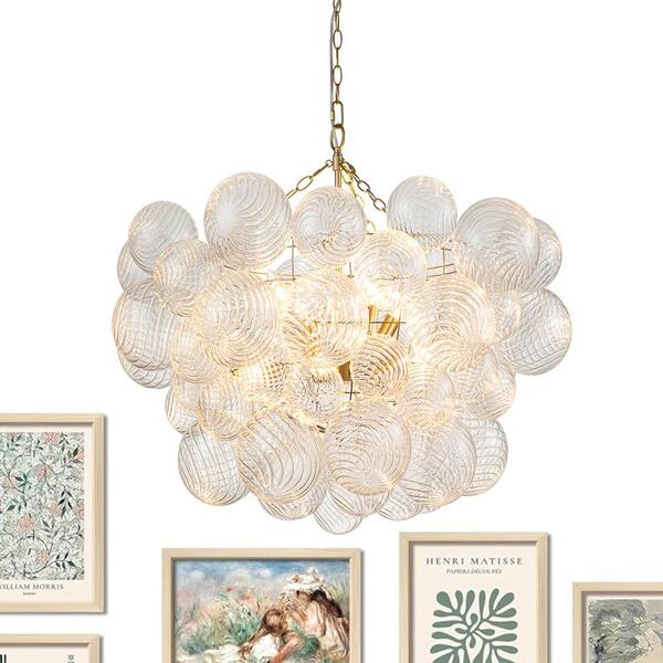 HUOKU Neuvy 8-Light 33 in. W Brass Chandelier with Swirled