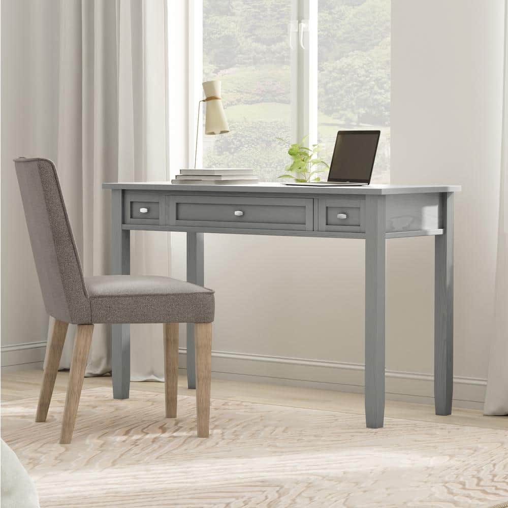 Simpli Home Warm Shaker 48 in. W Rectangle Fog Grey Solid Wood Desk ...