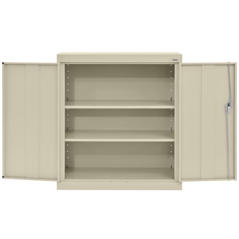 Putty Steel Lockable Freestanding Cabinet with Adjustable Shelving