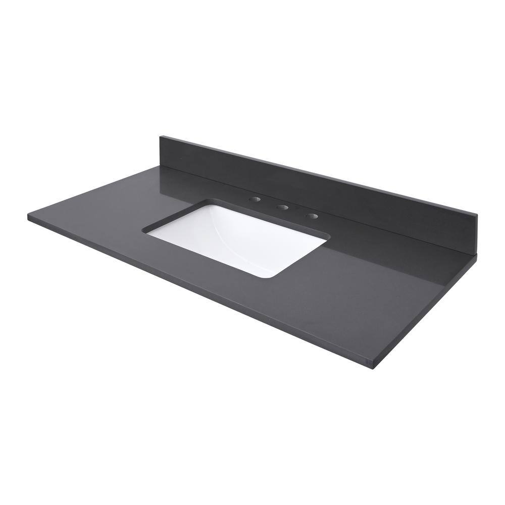 43'' Ural Gray Quartz Undermount Single Sink Vanity Top