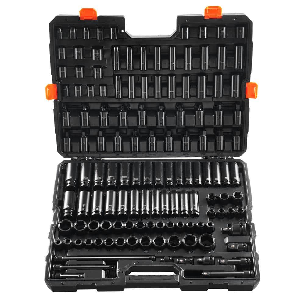 "3/8 in. & 1/2"" Impact Sockets Set 6 Point Drive Bit Ratchet Tool Kit Case (130-piece)" price history on PriceWatchPro