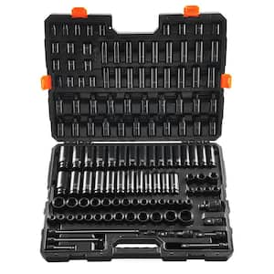 Impact Socket Set 130-Piece 3/8 in. and 1/2 in.-SAE and Metric Drive Socket Set-6 Point Cr-Mo Alloy Steel