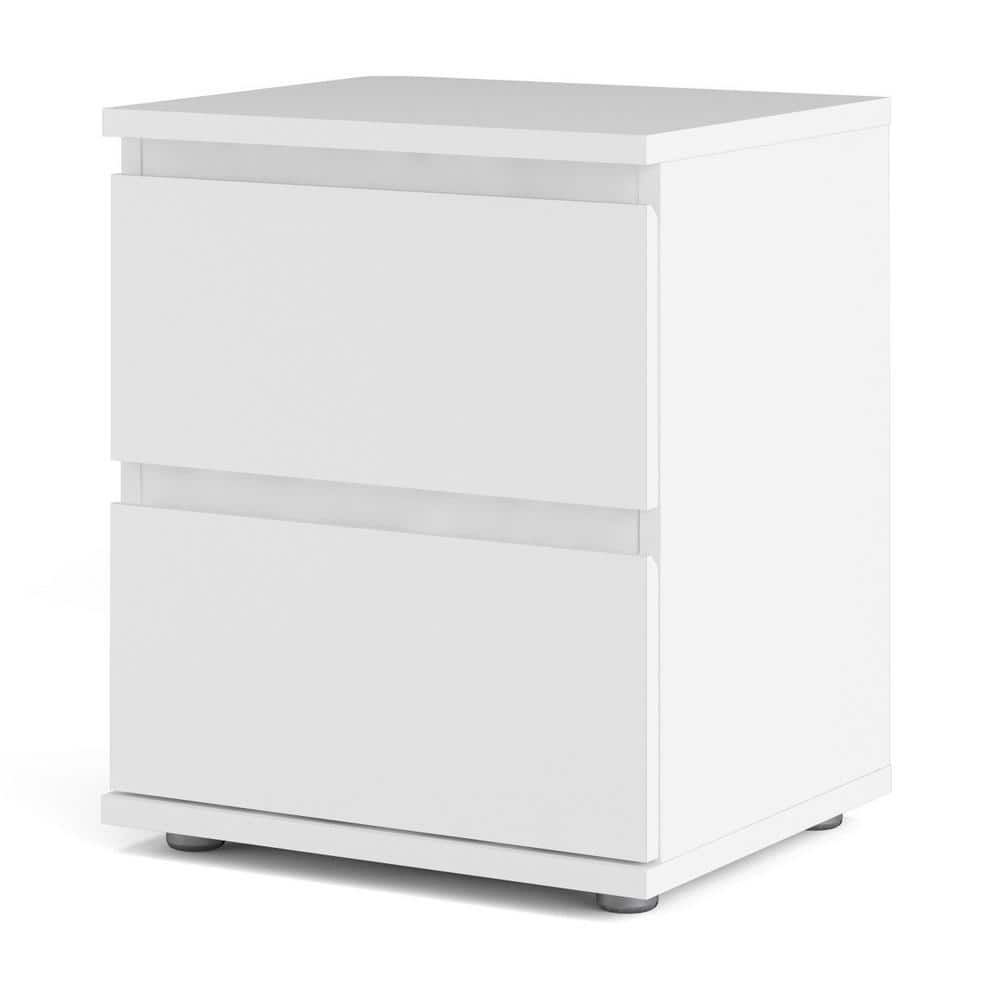 Aurora White 2-Drawer Engineered Wood Nightstand