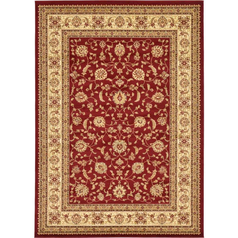 Elegant Aditi 4' x 6' Red Synthetic Stain-Resistant Area Rug