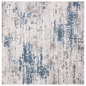 Invista Grey/Blue 7 ft. x 7 ft. Distressed Gradient Square Area Rug