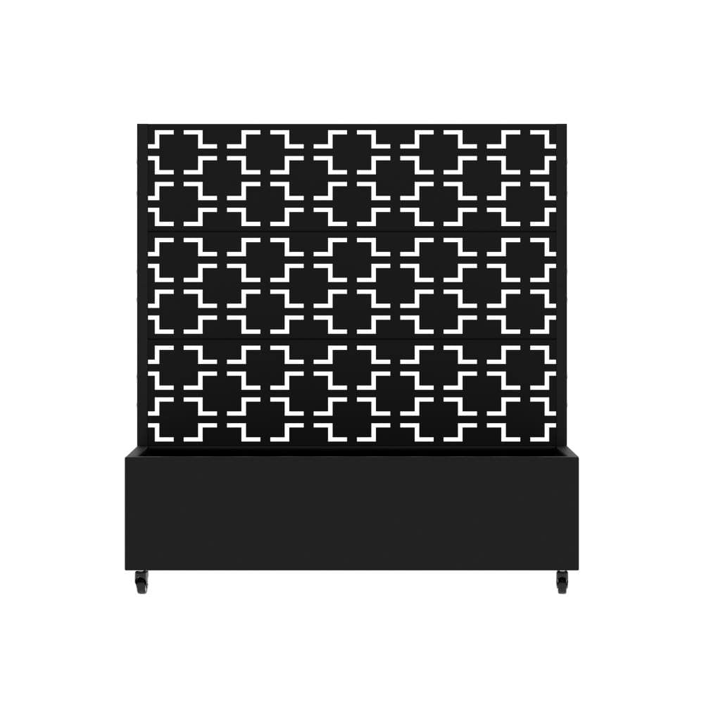47 in. L x 16 in. W x 47 in. H Black Mobile Rectangular Metal Planter with Geometric Link Trellis (1-Pack) price history on PriceWatchPro