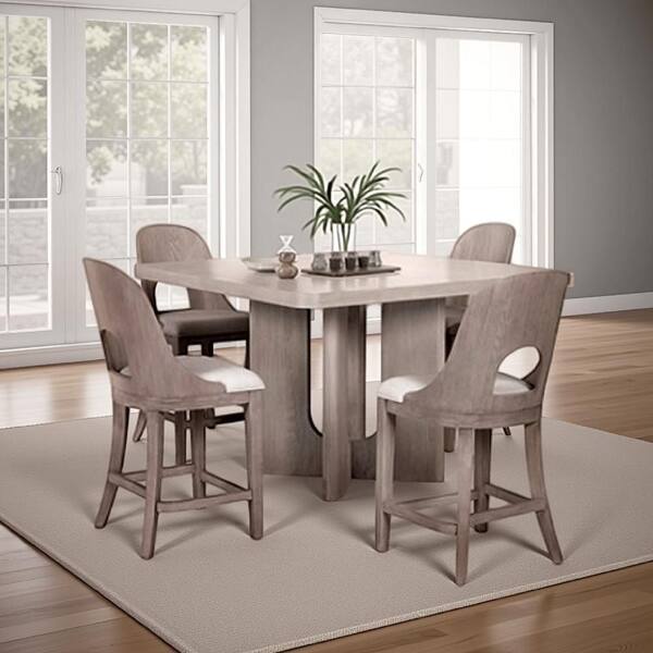 Zoko 36 in. H White Wash Oak Square Bar Table Seats 4
