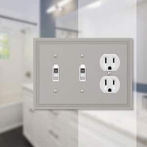 Hallcrest 3 Gang 2-Toggle and 1-Duplex Metal Wall Plate - Satin Nickel