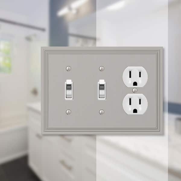 Hallcrest 3 Gang 2-Toggle and 1-Duplex Metal Wall Plate - Satin Nickel
