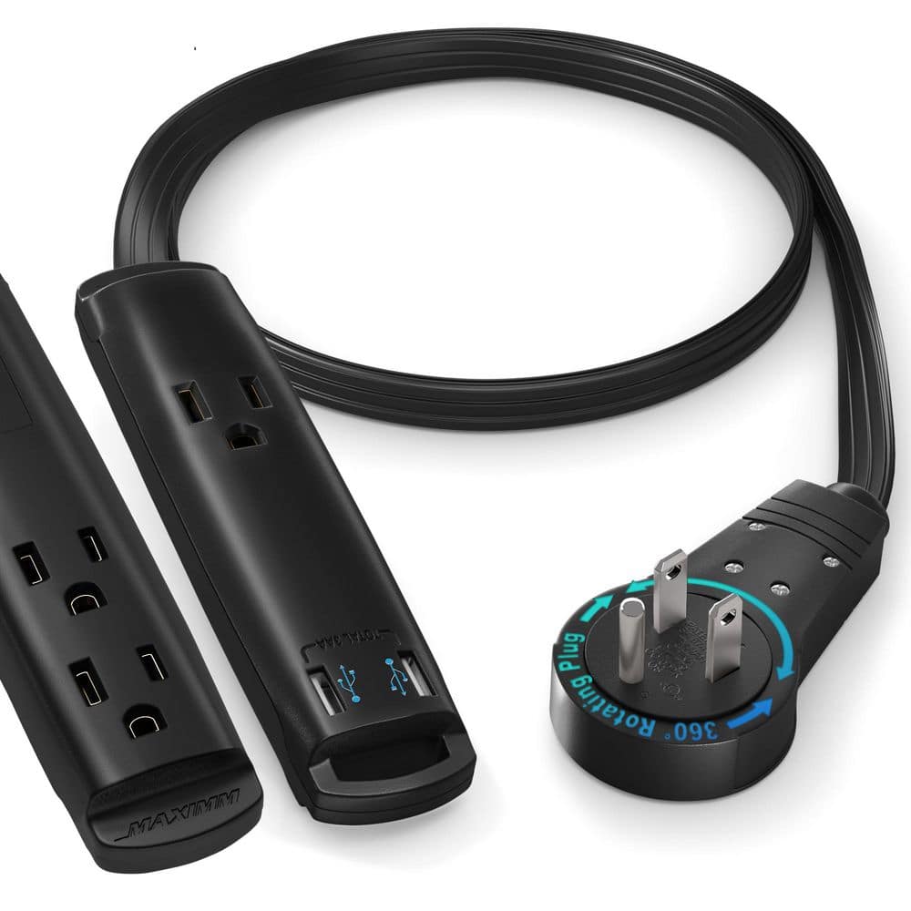 1 ft. 16 / 3 Light Duty Indoor Extension Cord with 360° Rotating Flat Plug and USB 3-Outlet Black price history on PriceWatchPro