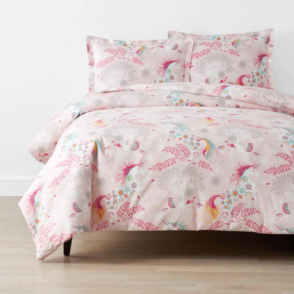 Company Kids Fancy Unicorns Pink Multi Twin/Twin XL Organic Cotton Percale Duvet Cover price history on PriceWatchPro