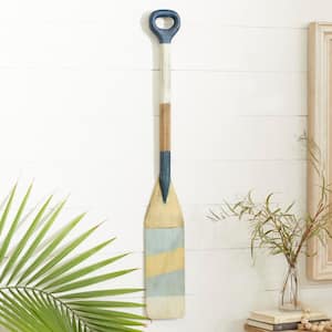 6 in. x  41 in. Wooden Multi Colored Novelty Canoe Oar Paddle Wall Decor with Arrow and Stripe Patterns