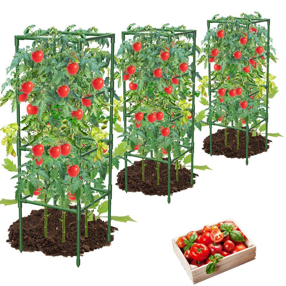 3-Pack 41.7 in. Heavy-Duty Square Tomato Cages Trellis with Adjustable Height for Climbing Vegetables and Garden Plants price history on PriceWatchPro