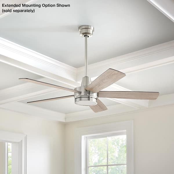 Fanelee 54 in. White Color Changing LED Brushed Nickel Smart Ceiling Fan with Light Kit and Remote Powered by Hubspace