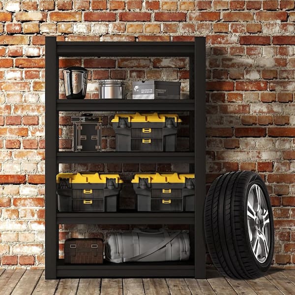 87"H 5 Tier Heavy Duty Metal Shelving Unit, Adjustable Metal Shelf for Garages, Supermarkets, Kitchens in Black