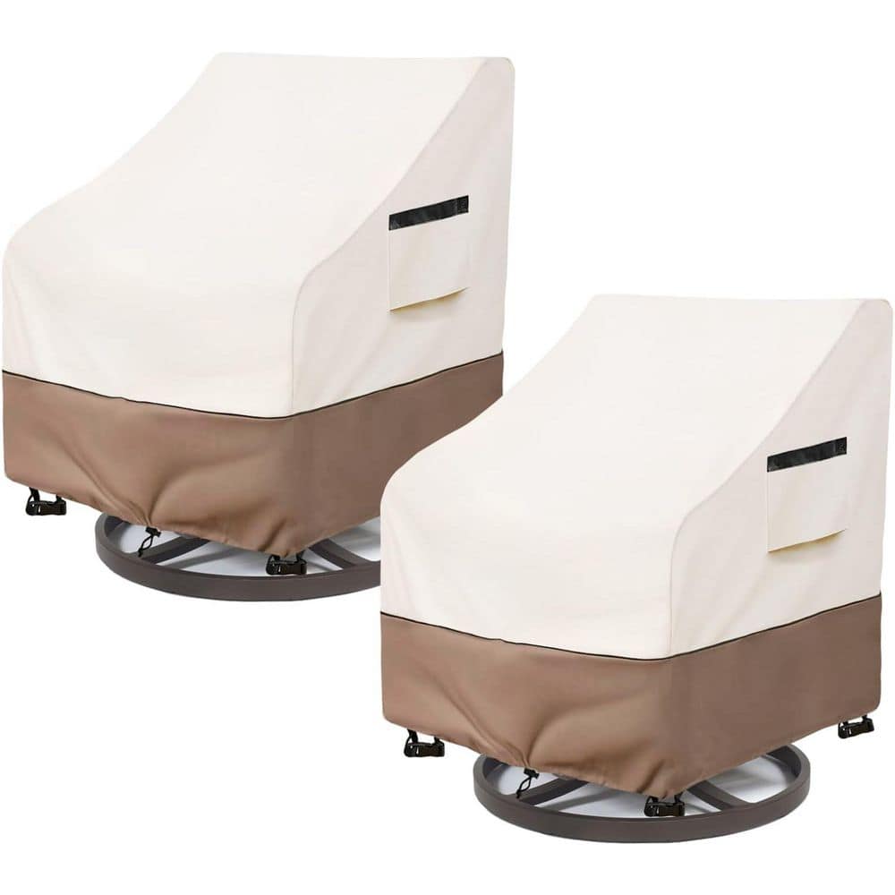 Waterproof Heavy Duty Patio Swivel Chair Covers, 30Wx 34Dx 38.5H Outdoor Furniture Chair Covers, Beige and Brown 2-Pack price history on PriceWatchPro