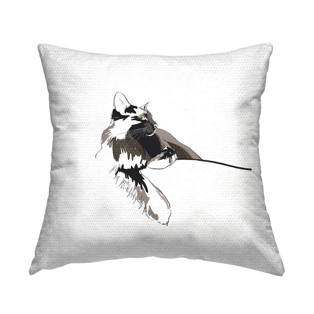 Casual Cat Relaxing Modern Pet Grey Square Outdoor Throw Pillow price history on PriceWatchPro