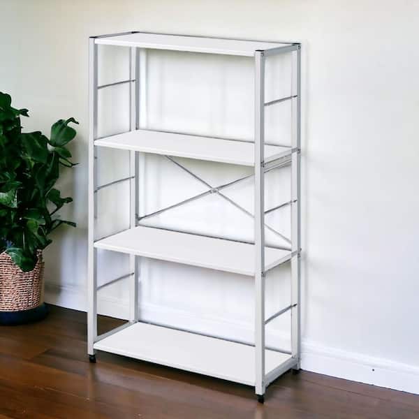 42 in. Tall White Metal 4 Shelf Standard Bookcase