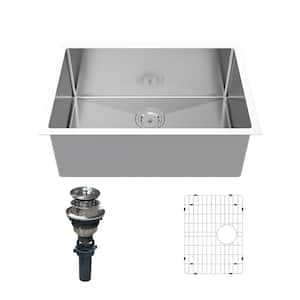 30 in. Drop-in/Undermount Single Bowl 19-Gauge Brushed Stainless Steel Kitchen Sink with Accessories