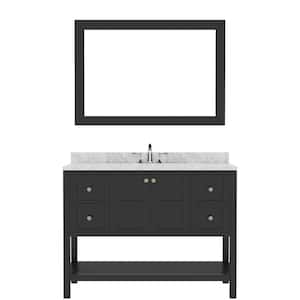 Winterfell 48 in. W x 22 in. D x 36 in. H Single Sink Bath Vanity in Espresso with Marble Top and Mirror