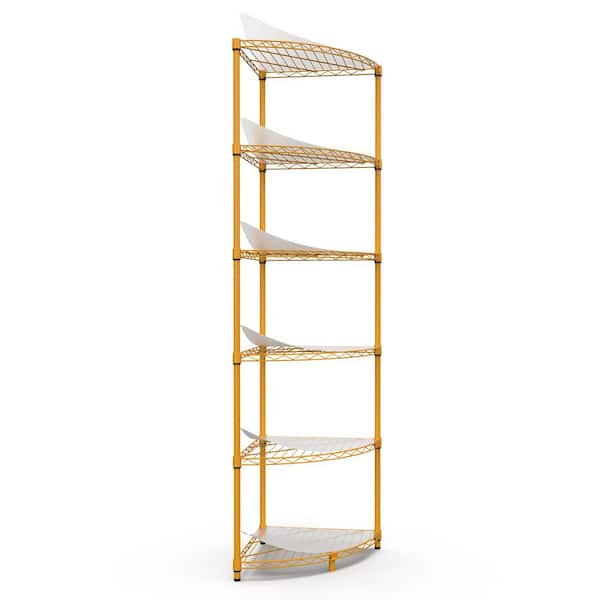 Tunearary 18 in. W x 72 in. H x 18 in. D 6 Tier Heavy-Duty Steel Triangle Garage Storage Shelving Units in Orange